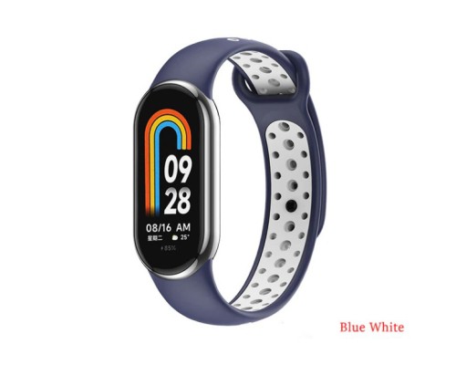 Ремінець до фітнес браслета BeCover Vents Style для Xiaomi Mi Smart Band 8 Blue-White (709419)