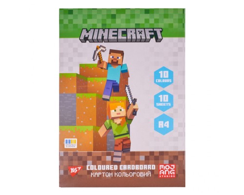 Кольоровий картон Yes односторонній А4 Minecraft 10 аркушів (955455)