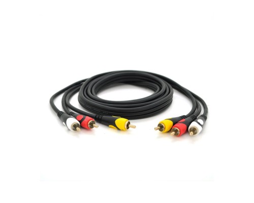 Кабель мультимедійний 3xRCA M to 3xRCA M 1.8m black Voltronic (YT-3хRCA(M)/3хRCA(M)-1.8P)