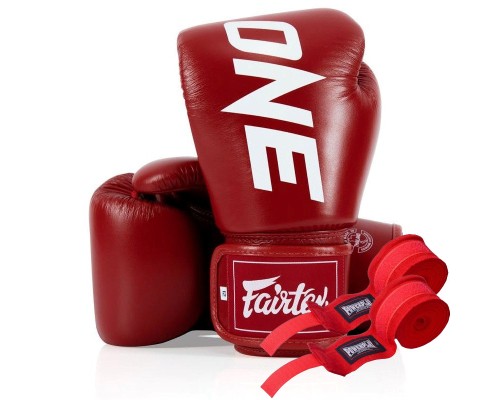 Боксерські рукавички Fairtex BGV1-ONE (натуральна шкіра) Red 12 унцій (бинти в комплекті) (BGV1-ONE_12oz_Red)