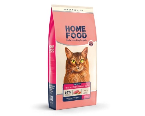 Сухий корм для кішок Home Food Healthy skin and shiny coat з індичкою та лососем 10 кг (4820235020569)