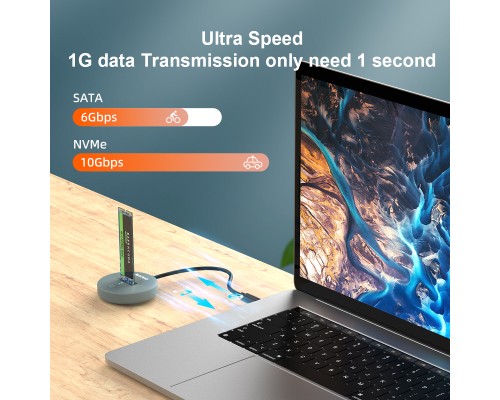 Док-станція для накопичувачів Maiwo M.2 NVMe/SATA SSD to USB3.2 Gen2 USB-C 10Gbps (K1698P2)