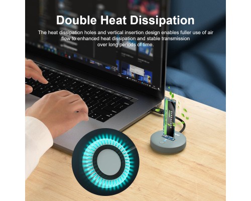 Док-станція для накопичувачів Maiwo M.2 NVMe/SATA SSD to USB3.2 Gen2 USB-C 10Gbps (K1698P2)