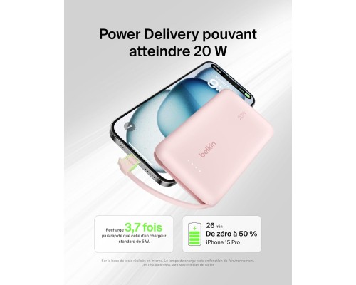 Батарея універсальна Belkin 10000mAh, 20W, USB-C, Pink (BPB021HQPK)