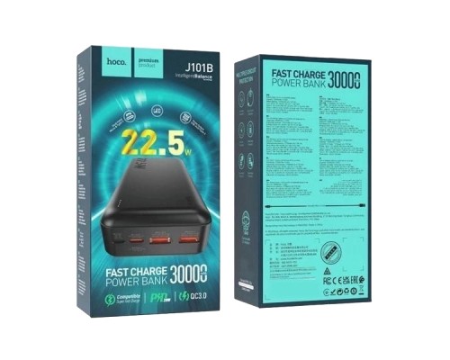Батарея універсальна HOCO 30000mAh Astute 22.5W PD QC Black (J101B / 714732)