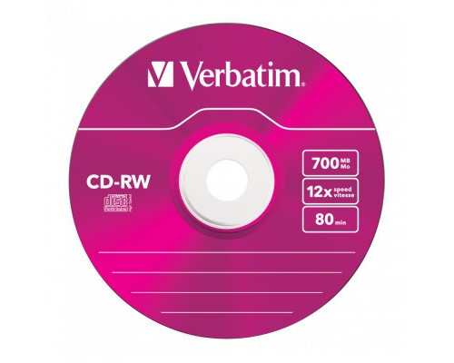 Диск CD Verbatim CD-RW 700Mb 12X SlimBox 5шт Color (43167)