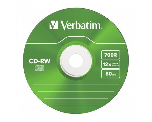 Диск CD Verbatim CD-RW 700Mb 12X SlimBox 5шт Color (43167)