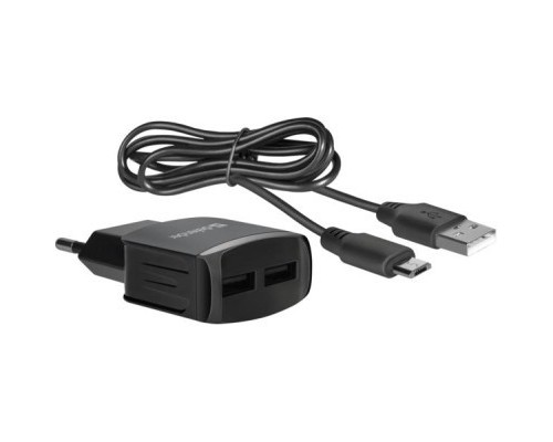Зарядний пристрій Defender UPС-21 2xUSB,5V/2.1А кабель microUSB (83581)