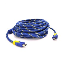 Кабель мультимедійний HDMI to HDMI 1.5m v1.4, OD-8.0mm Blue/Gold Merlion (YT-HDMI(M)/(M)NY/BL-1.5m) 