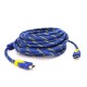 Кабель мультимедійний HDMI to HDMI 1.5m v1.4, OD-8.0mm Blue/Gold Merlion (YT-HDMI(M)/(M)NY/BL-1.5m) 