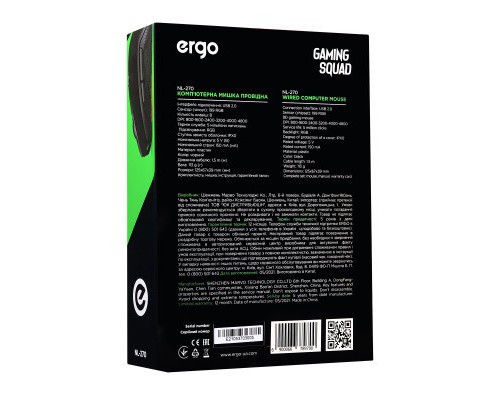 Мишка Ergo NL-270 USB Black (NL-270)