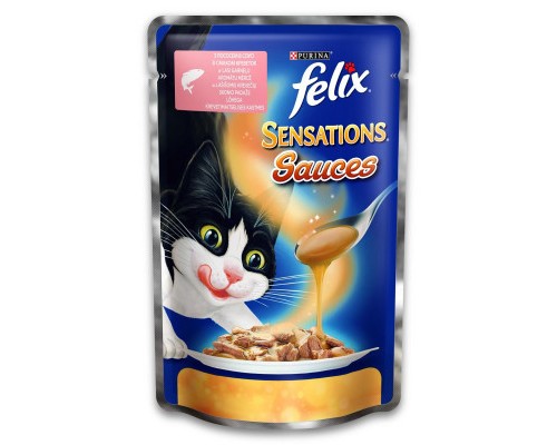 Вологий корм для кішок Purina Felix Sensations Sauces в соусі з лососем та креветками 100 г (7613036075930) Вологий корм для кішок Purina Felix Sensations Sauces в соусі з лососем та креветками 100 г (7613036075930)