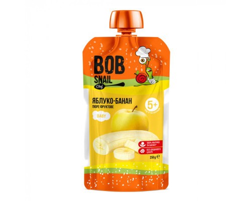 Дитяче пюре Bob Snail Равлик Боб Яблуко-Банан 250 г (4820219345176)