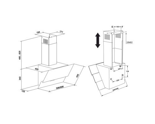 Витяжка кухонна Eleyus FENIX 1200 LED 60 BG