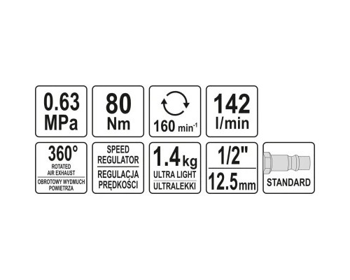 Гайковерт Yato пневматичний YT-09803 (YT-09803)