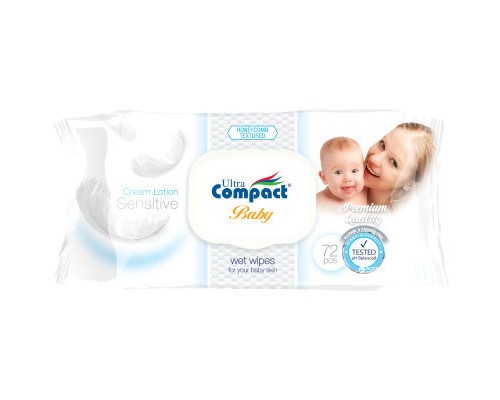 Дитячі вологі серветки Ultra Compact з клапаном 72 шт (8697420531522) Дитячі вологі серветки Ultra Compact з клапаном 72 шт (8697420531522)