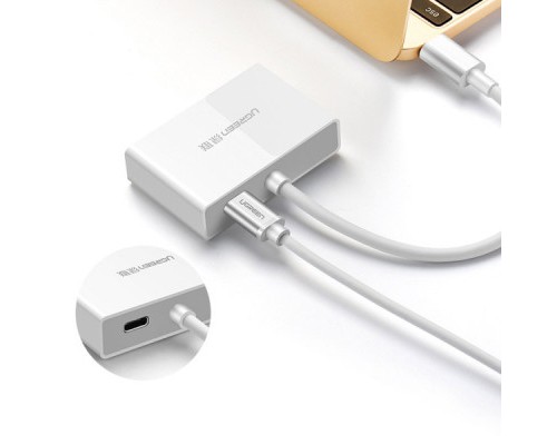Перехідник USB Type C to HDMI + VGA MM123 white Ugreen (30843)