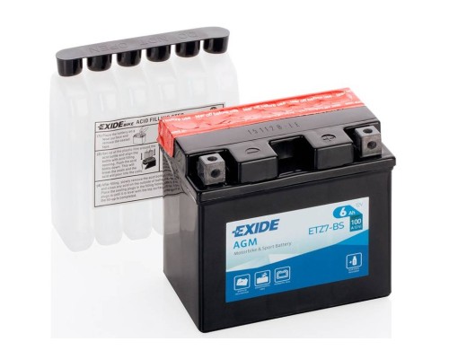 Акумулятор автомобільний EXIDE AGM 6Ah Ев (-/+) (100EN) (ETZ7-BS)
