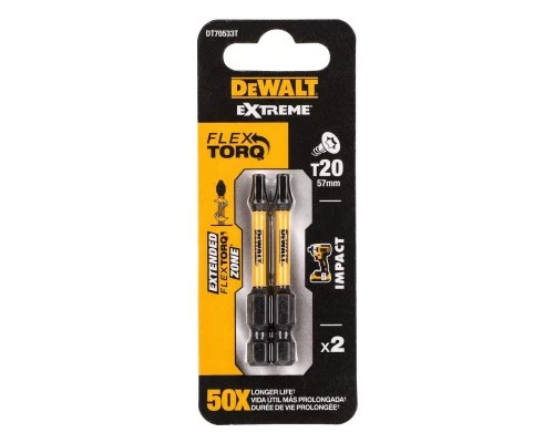 Набір біт DeWALT IMPACT TORSION, ударні, Т20, L=57 мм, 2 шт (DT70533T)