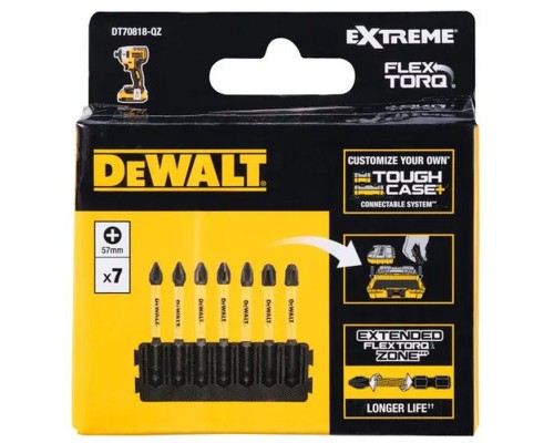 Набір біт DeWALT в касеті для Tough Case, FlexTorq, L=57 мм, Рh1-2шт, Рh2-3шт, Рh3-2шт. (DT70818)