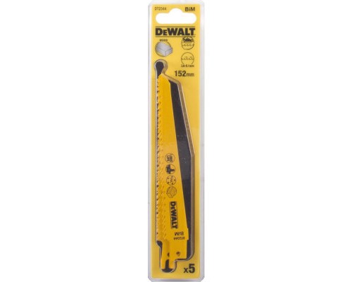 Полотно DeWALT для шабельної пили, по деревині, 152 мм, крок зубів 7 TPI, 5 шт (DT2344)