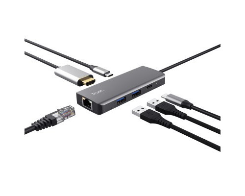 Порт-реплікатор Trust Dalyx 6-in-1 USB-C Multi-port Dock Aluminium (24968_TRUST)