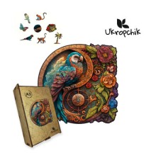 Пазл Ukropchik дерев'яний Папуга в Тропіках size - L в коробці з набором-рамкою (Parrot in the Tropics A3)