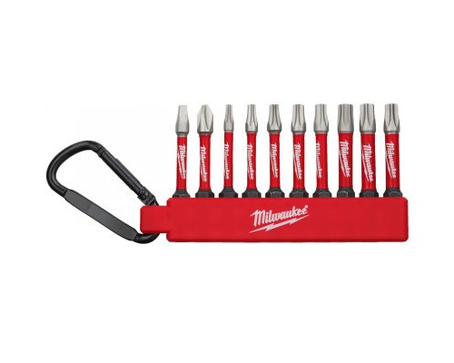 Набір біт Milwaukee SHOCKWAVE carabiner 2 (10 шт) 4xPH2, 4xPZ2, 1xTX20, 1xTX25 (4932492939)