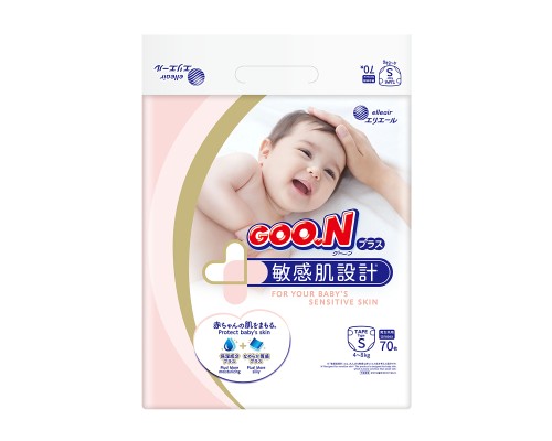 Підгузки GOO.N Plus для дітей 4-8 кг розмір S 70 шт (21000627)