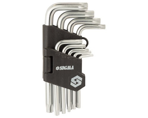 Ключ Sigma набір TORX 9шт T10-T50 CrV, короткі з отвором (4022211)