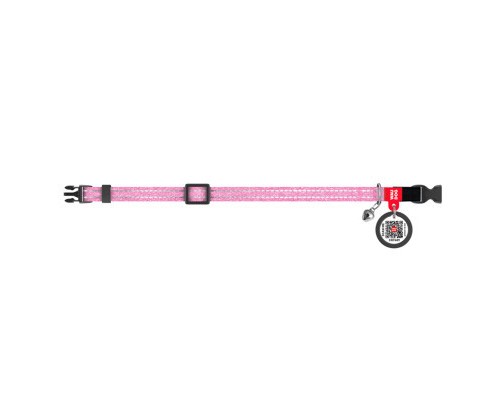 Нашийник для тварин WAUDOG Re-cotton з QR паспортом, пластиковий фастекс XS рожевий (16427)