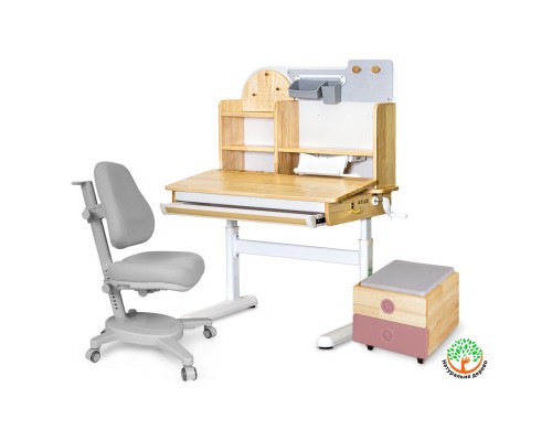 Парта з кріслом Mealux Timberdesk S (парта + крісло + тумба) (BD-685 S+ box BD 920-2 PN+Y-110 G)