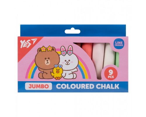 Крейда Yes кольорова Line Friends 9 шт JUMBO (400502)