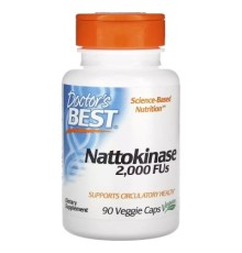 Пробіотики Doctor's Best Наттокіназа, 2000 FU, Nattokinase, 90 вегетаріанських капсул (DRB-00125)