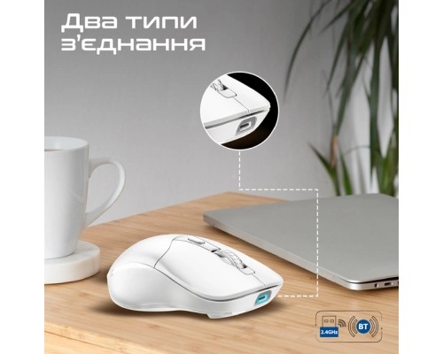 Мишка Promate Samo Wireless/Bluetooth White (samo.white)