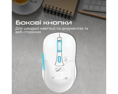 Мишка Promate Samo Wireless/Bluetooth White (samo.white)
