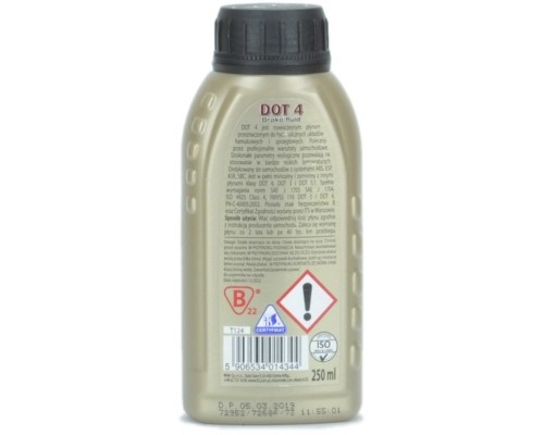 Гальмівна рідина K2 Turbo Brake Fluid DOT 4 0,25 л (T124)