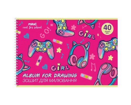 Альбом для малювання Maxi А4 на спіралі 40 аркушів, 100г/м2 (MX60924) 