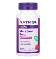 Амінокислота Natrol Мелатонін швидкорозчинний, 3 мг, смак полуниці, Melatonin, (NTL-06076)