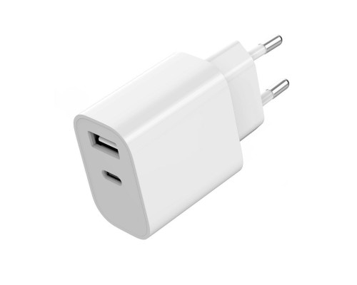 Зарядний пристрій Gembird 1xUSB-A+1xUSB-C 5V/2.4A (12W) white (TA-UC-2AC12-01)
