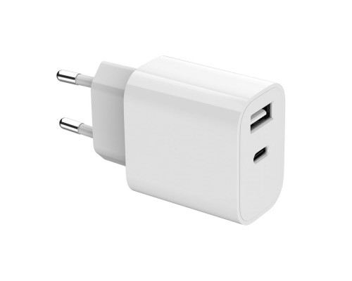 Зарядний пристрій Gembird 1xUSB-A+1xUSB-C 5V/2.4A (12W) white (TA-UC-2AC12-01)