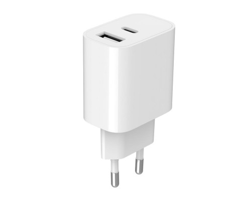 Зарядний пристрій Gembird 1xUSB-A+1xUSB-C 5V/2.4A (12W) white (TA-UC-2AC12-01)