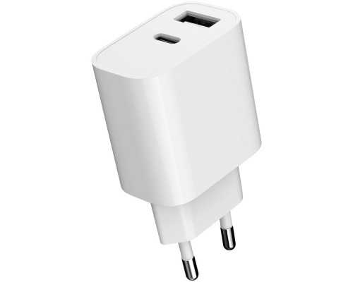 Зарядний пристрій Gembird 1xUSB-A+1xUSB-C 5V/2.4A (12W) white (TA-UC-2AC12-01)
