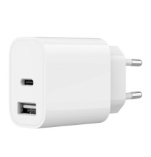 Зарядний пристрій Gembird 1xUSB-A+1xUSB-C 5V/2.4A (12W) white (TA-UC-2AC12-01)