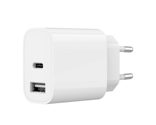 Зарядний пристрій Gembird 1xUSB-A+1xUSB-C 5V/2.4A (12W) white (TA-UC-2AC12-01)