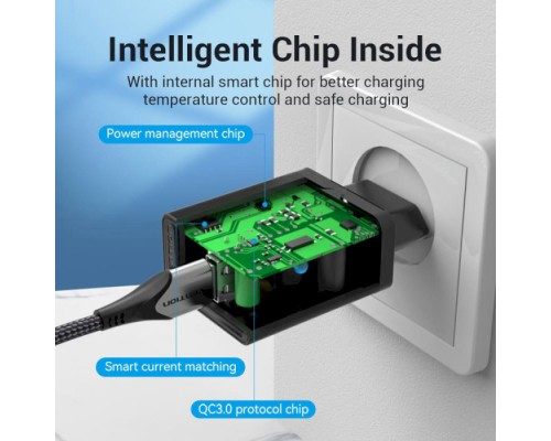 Зарядний пристрій Vention 1xUSB 18W (USB-A) QC3.0 black (FABB0-EU)