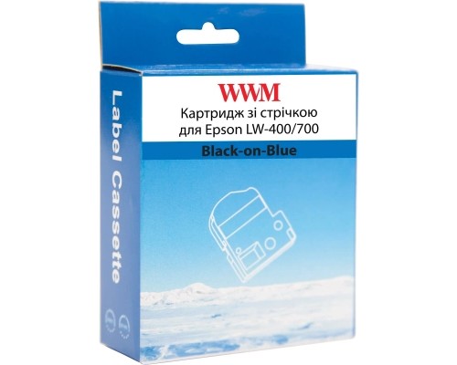 Стрічка для принтера етикеток WWM для Epson LW-400/700 6mm х 8m Black-on-Blue (WWM-SC6B)