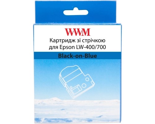 Стрічка для принтера етикеток WWM для Epson LW-400/700 6mm х 8m Black-on-Blue (WWM-SC6B)