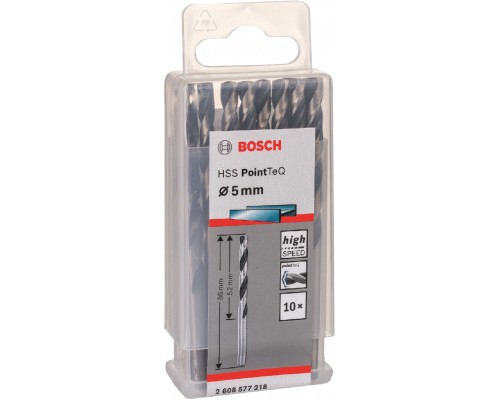 Свердло Bosch по металу HSS-PointTeQ, 5х52х86мм, 10шт (2.608.577.218)