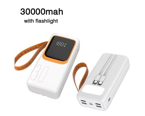 Батарея універсальна Denmen DP31 30000mAh PD/20W, QC/22,5W, flashlight, cable (DP-31WH) 